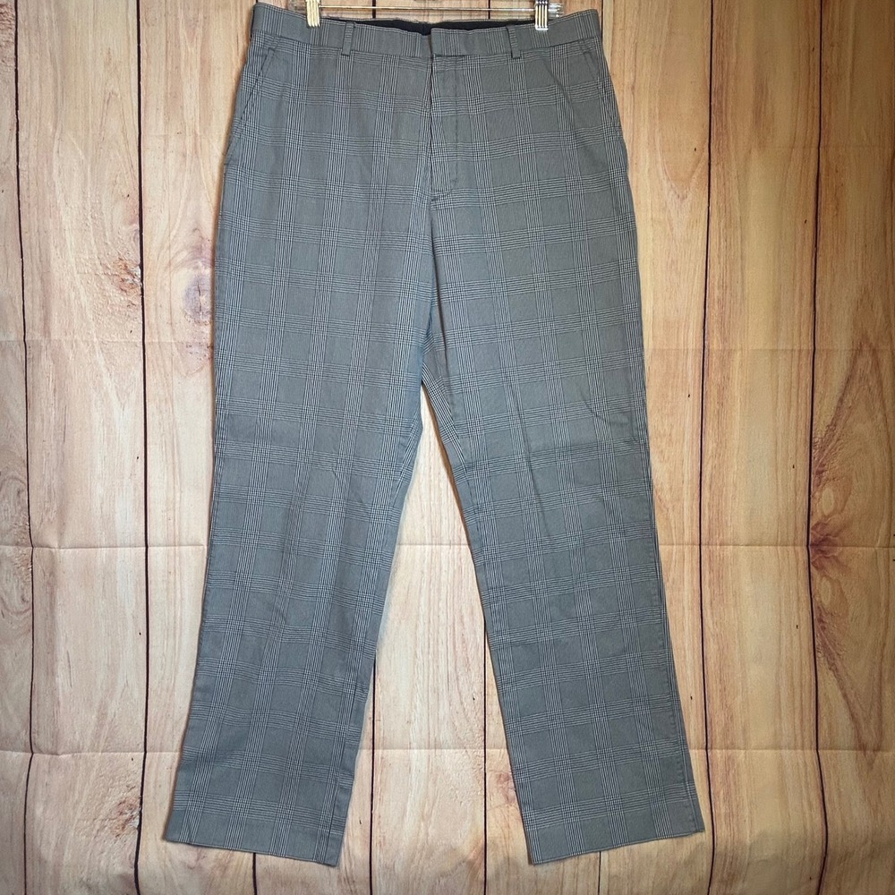 J.Crew Plaid Trousers Mens 36x34 Grey Blue Cotton Glen Check Dark Academia